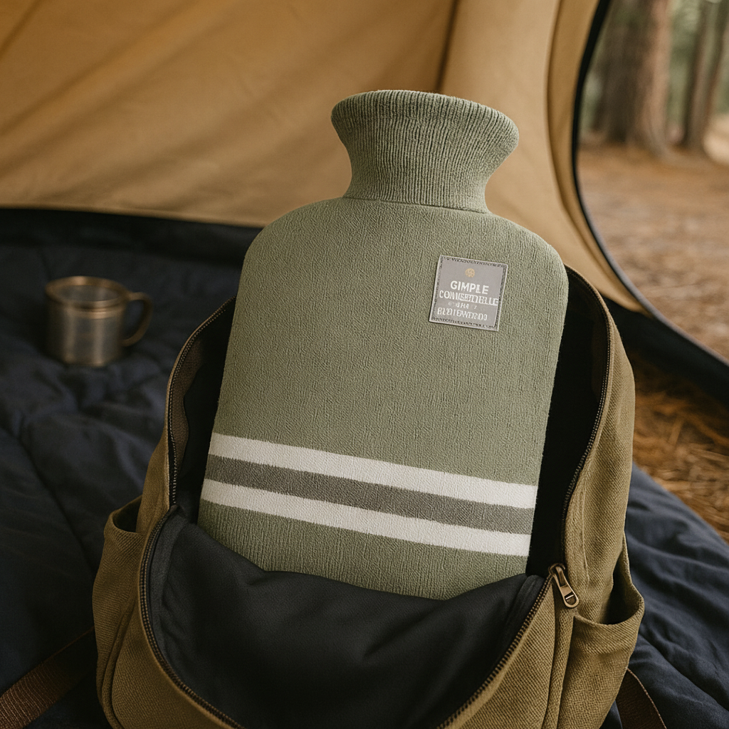 Extra large hot water bottle with soft knit cover for warmth and comfort