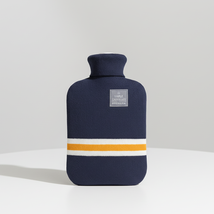 Extra large hot water bottle with soft knit cover for warmth and comfort