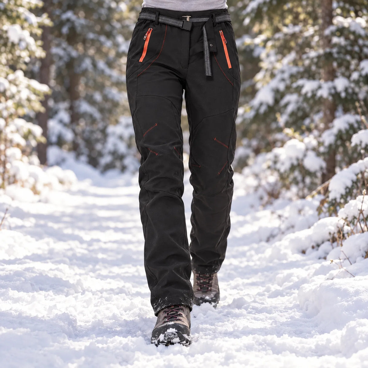 Women's hiking pants with fleece lining waterproof windproof