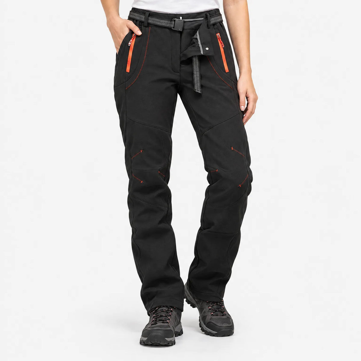 Women's hiking pants with fleece lining waterproof windproof