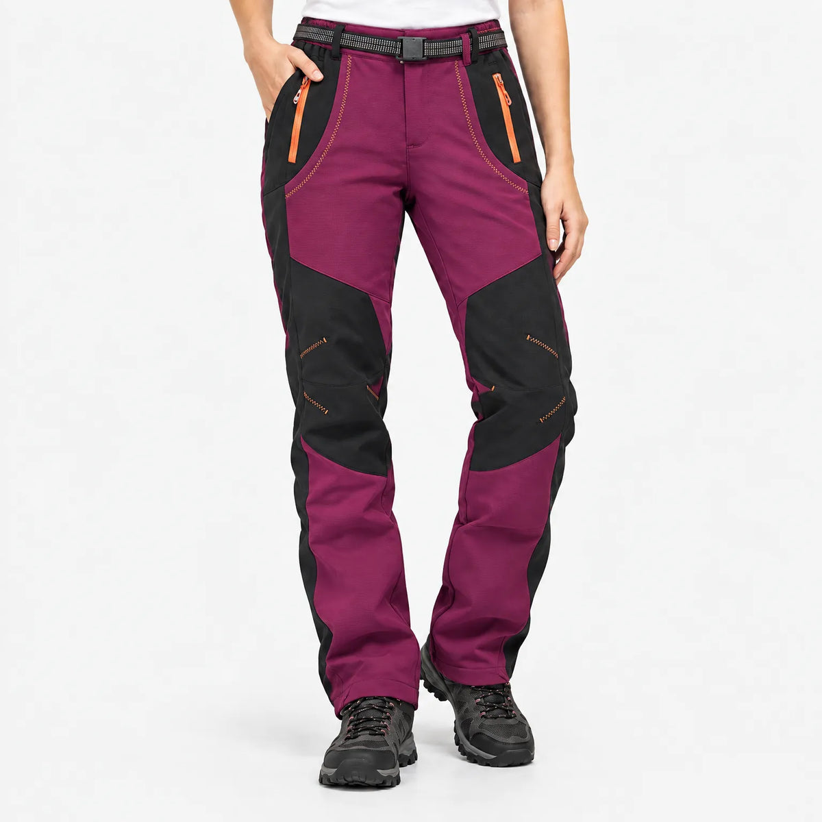 Women's hiking pants with fleece lining waterproof windproof