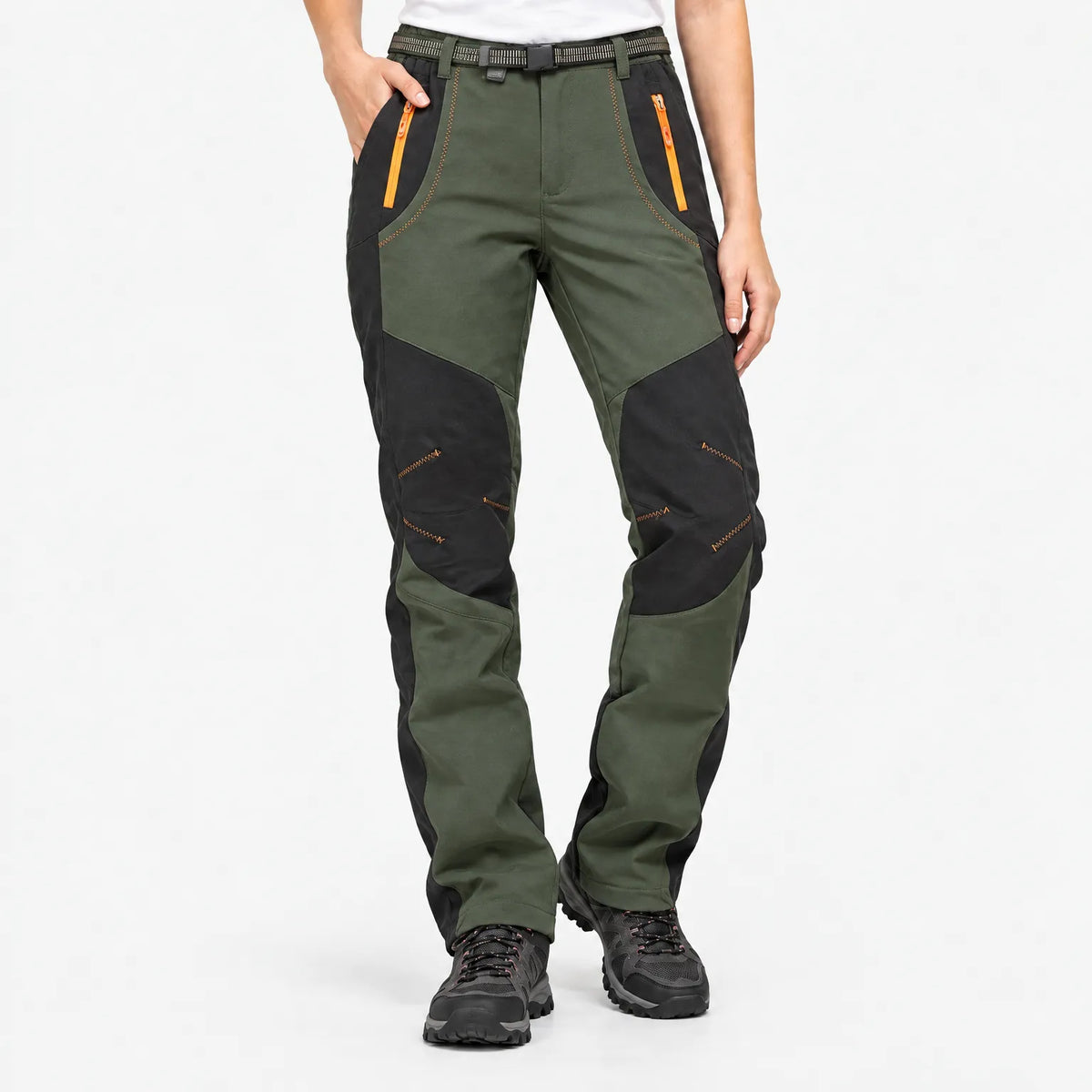 Women's hiking pants with fleece lining waterproof windproof