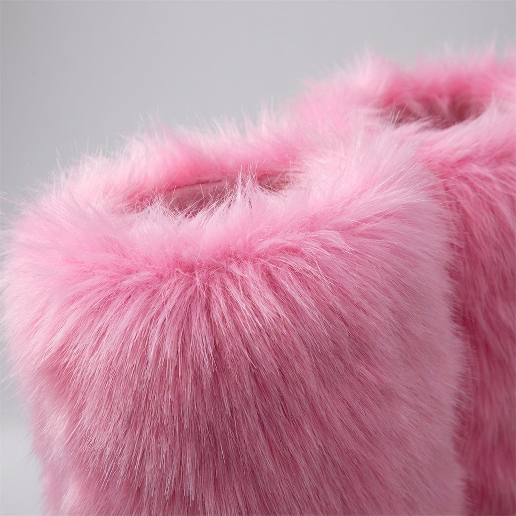 Over-the-knee plush boots with faux lining, warm women's winter boots