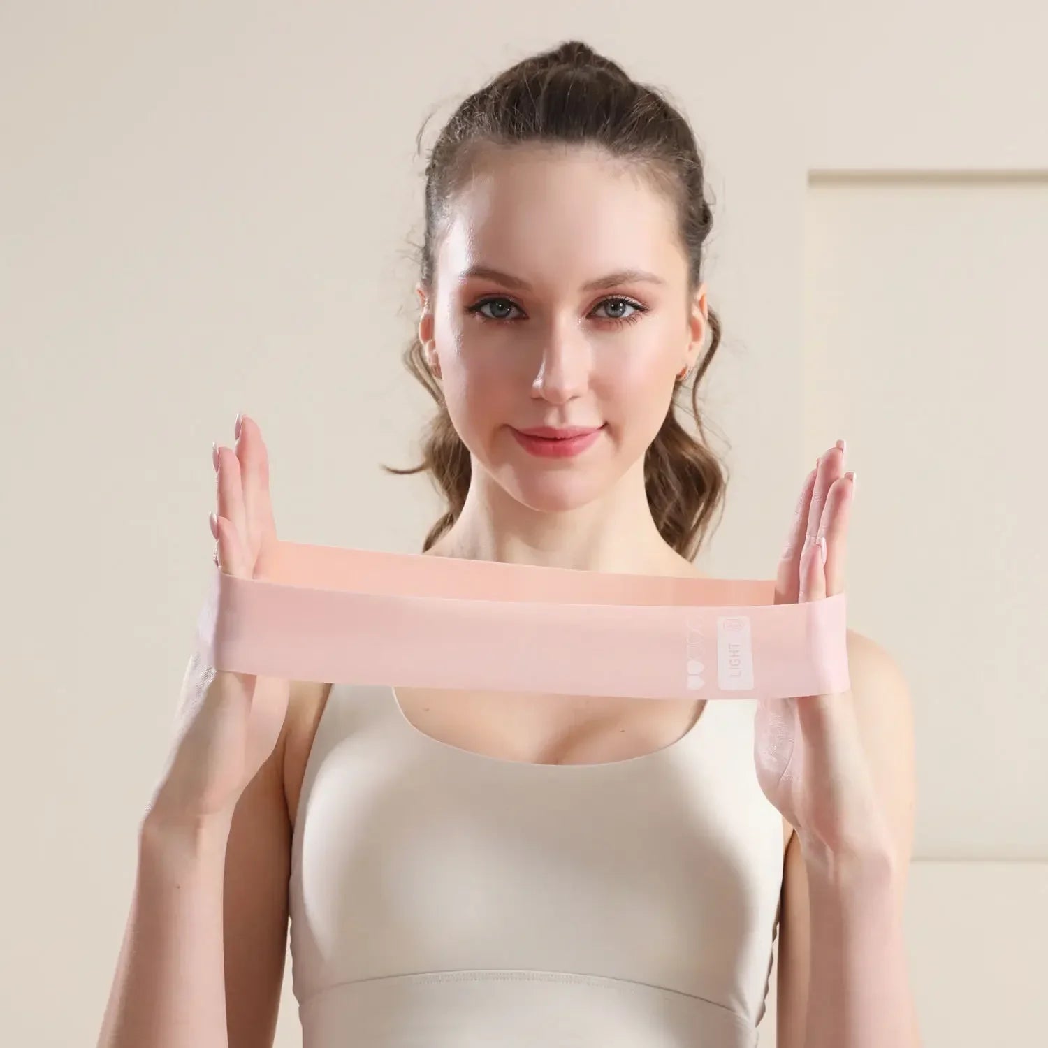 Flat loop resistance bands with five progressive tension levels color-coded system