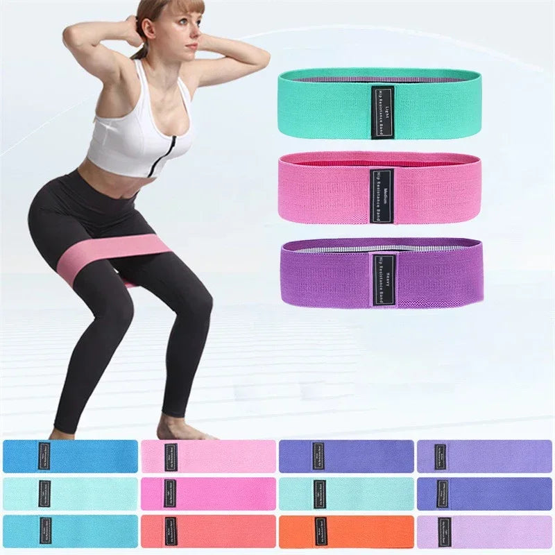 Fabric resistance loop bands with wide anti-roll design and color-coded tension levels