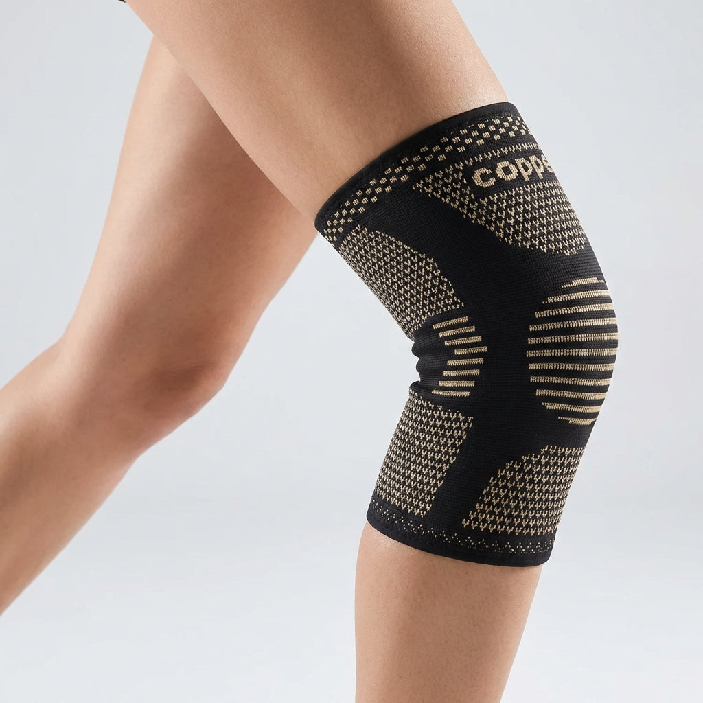 Compression knee support sleeve with targeted compression and breathable knitted design