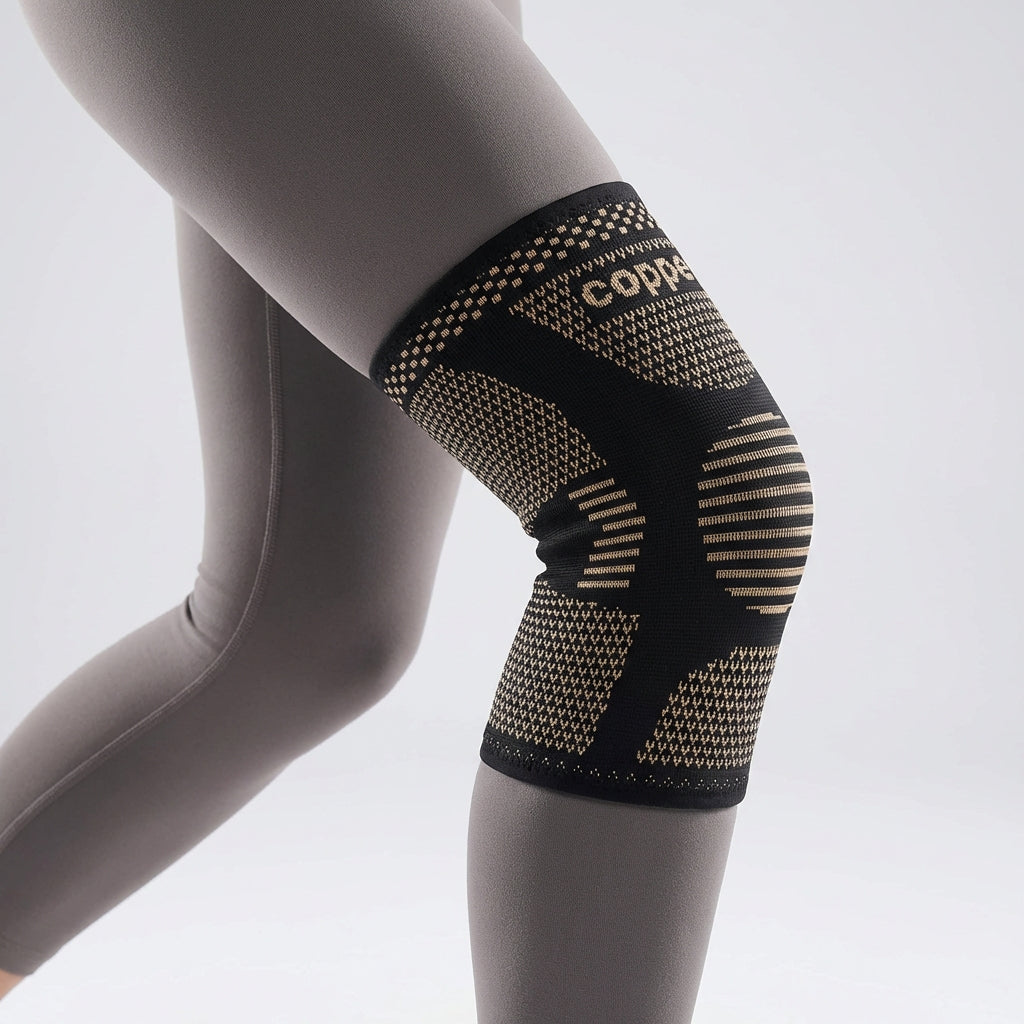 Compression knee support sleeve with targeted compression and breathable knitted design