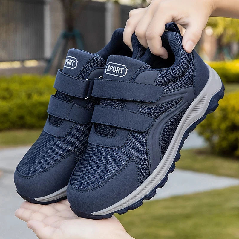 Orthopedic shoes wide fit double strap walking sneakers with breathable mesh