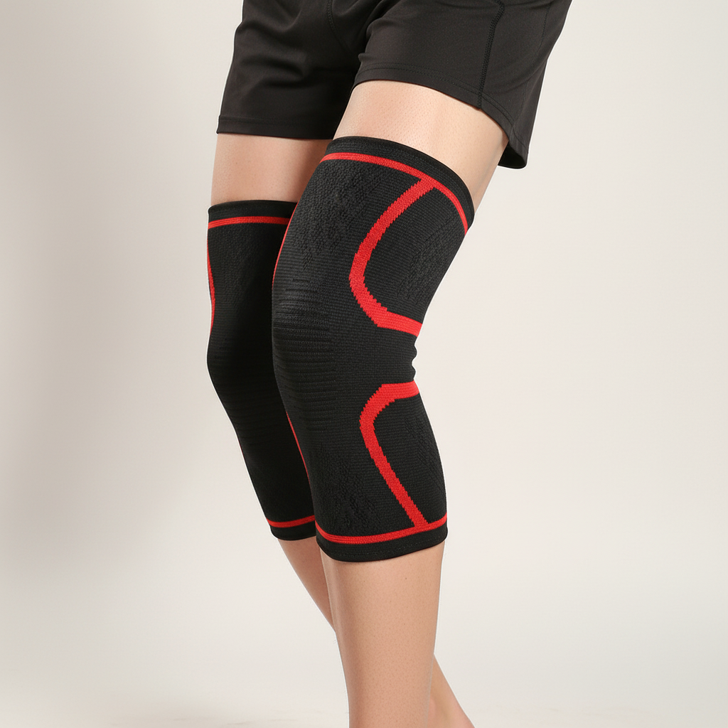 Breathable compression knee brace with non-slip design