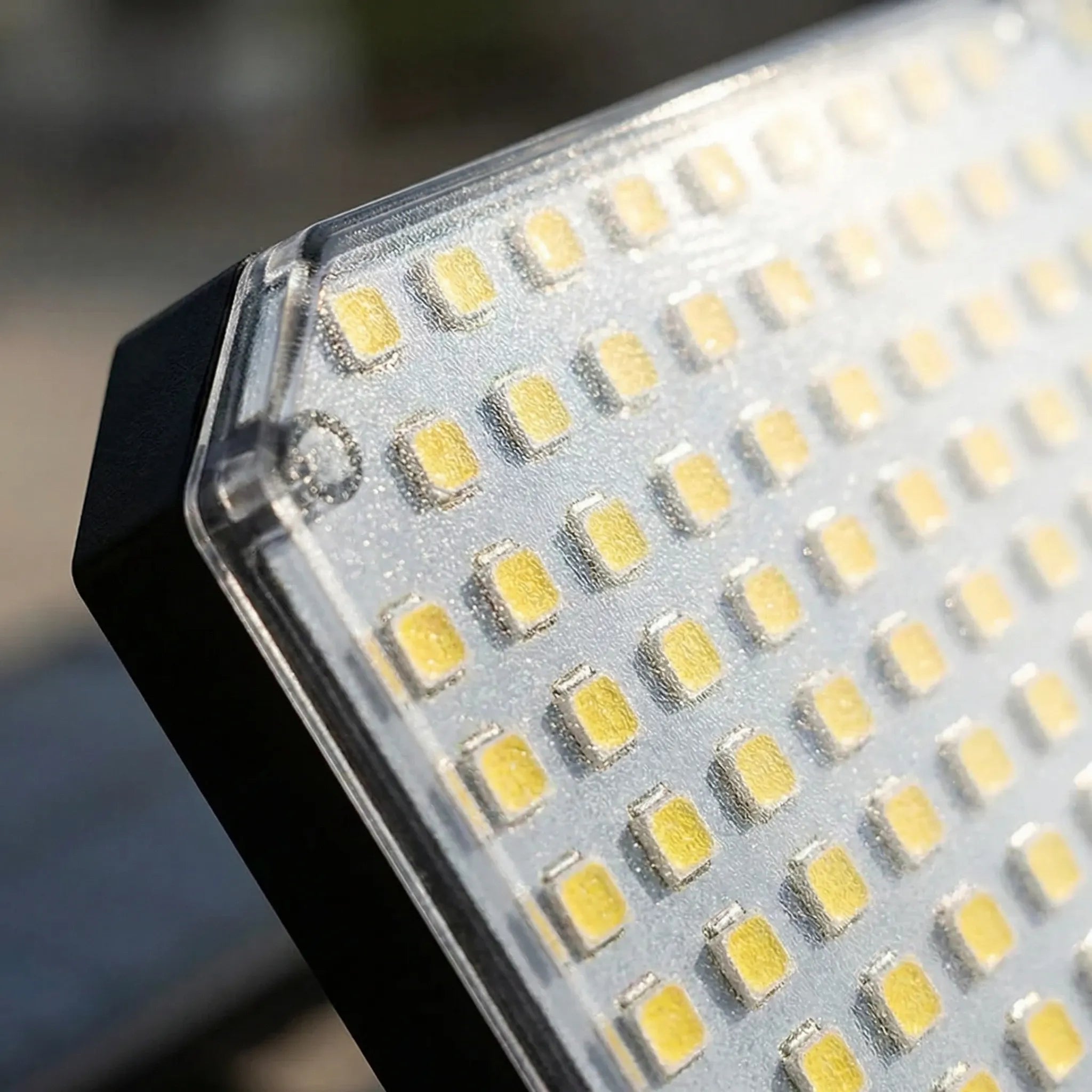 Solar-powered outdoor flood light with 234 LEDs and motion sensor