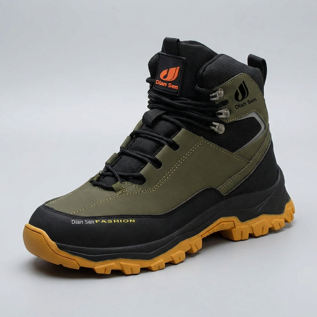 Men's high-ankle safety work boots with reinforced toe protection