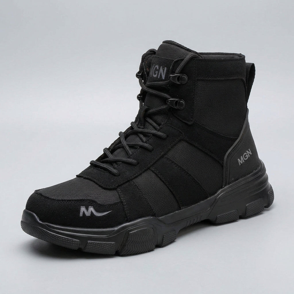 Men's high-ankle safety work boots with reinforced toe protection