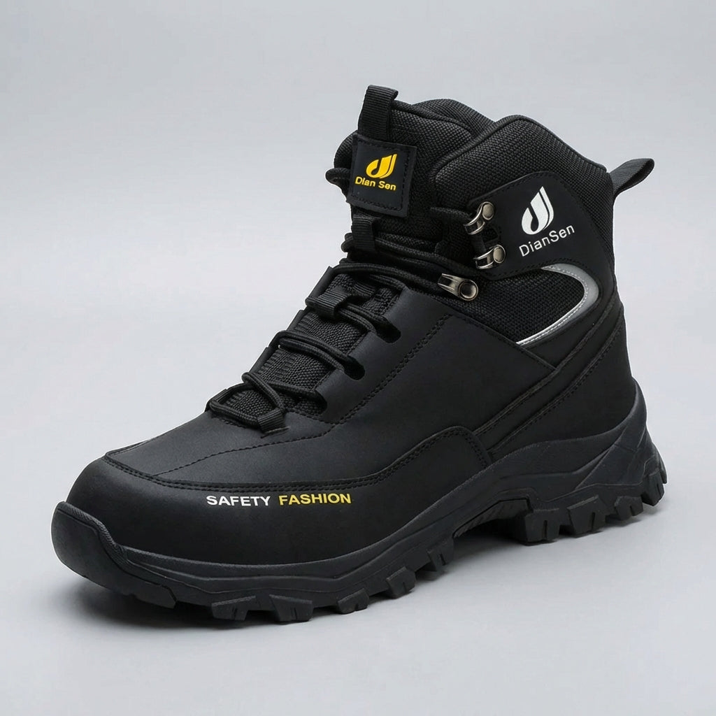 Men's high-ankle safety work boots with reinforced toe protection