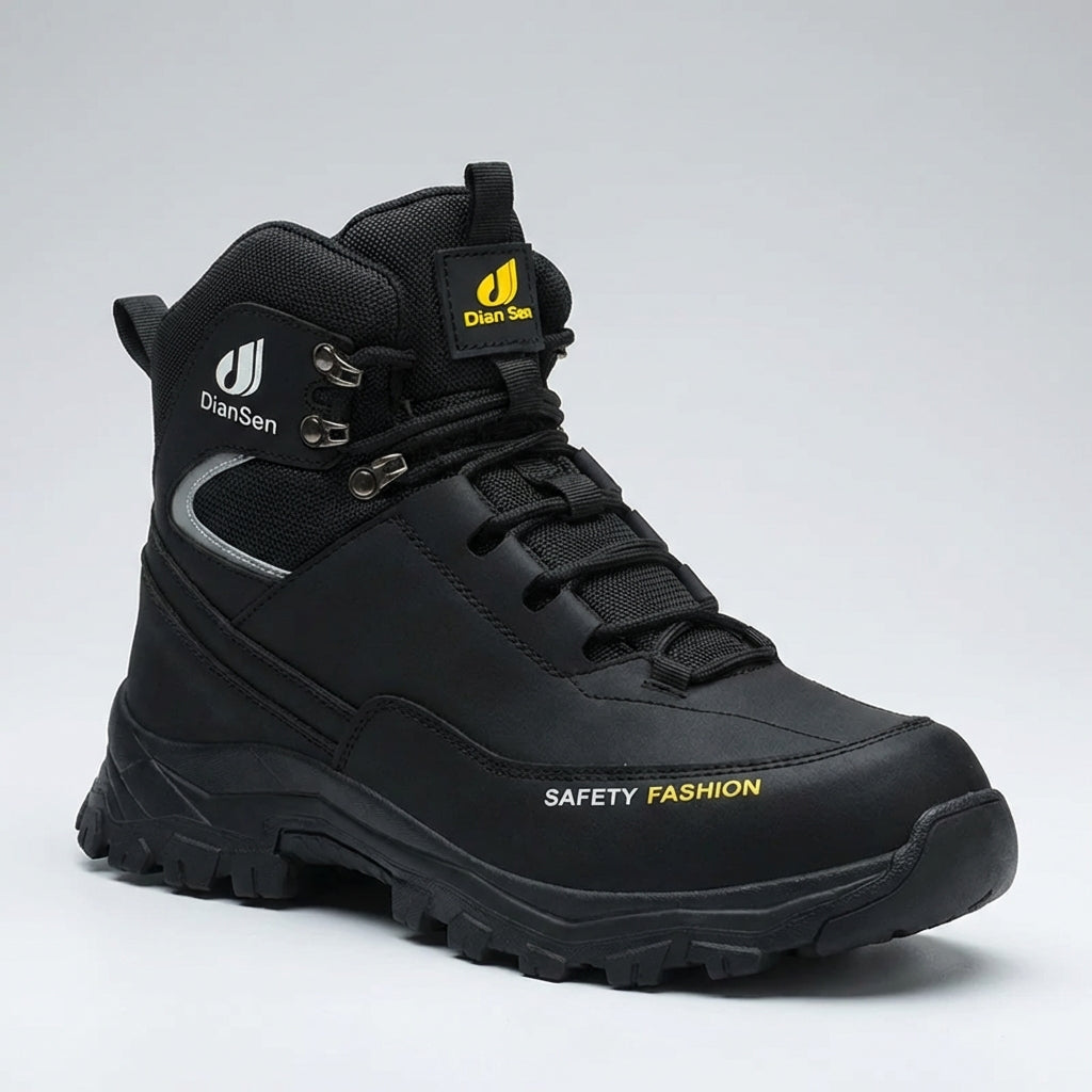 Men's high-ankle safety work boots with reinforced toe protection