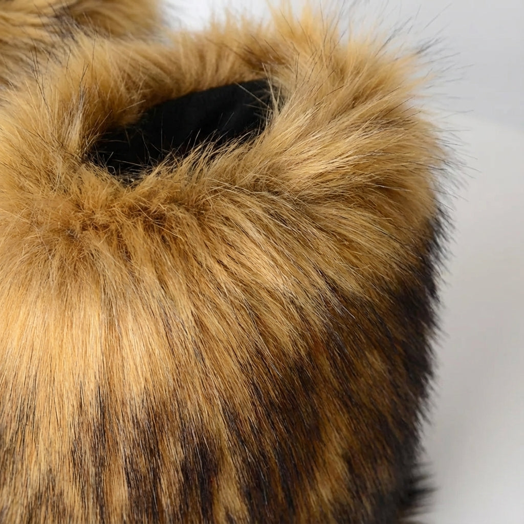 Winter boots calf height artificial fur non-slip sole warm lining