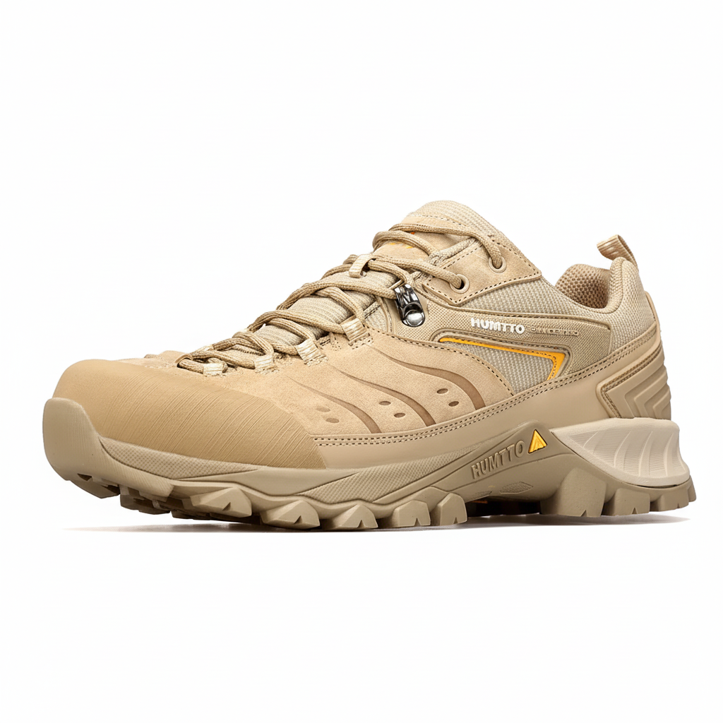 Men's leather hiking shoes with non-slip rubber outsole and breathable lining