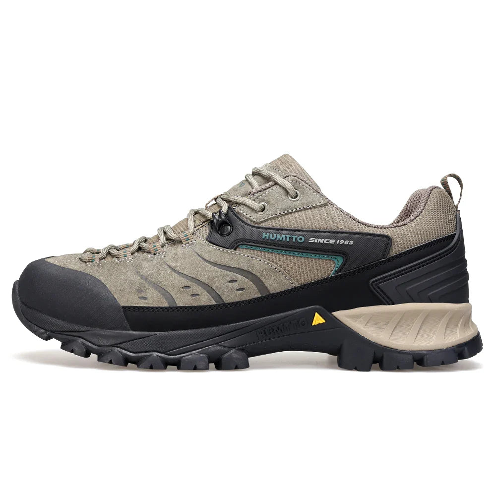 Men's leather hiking shoes with non-slip rubber outsole and breathable lining