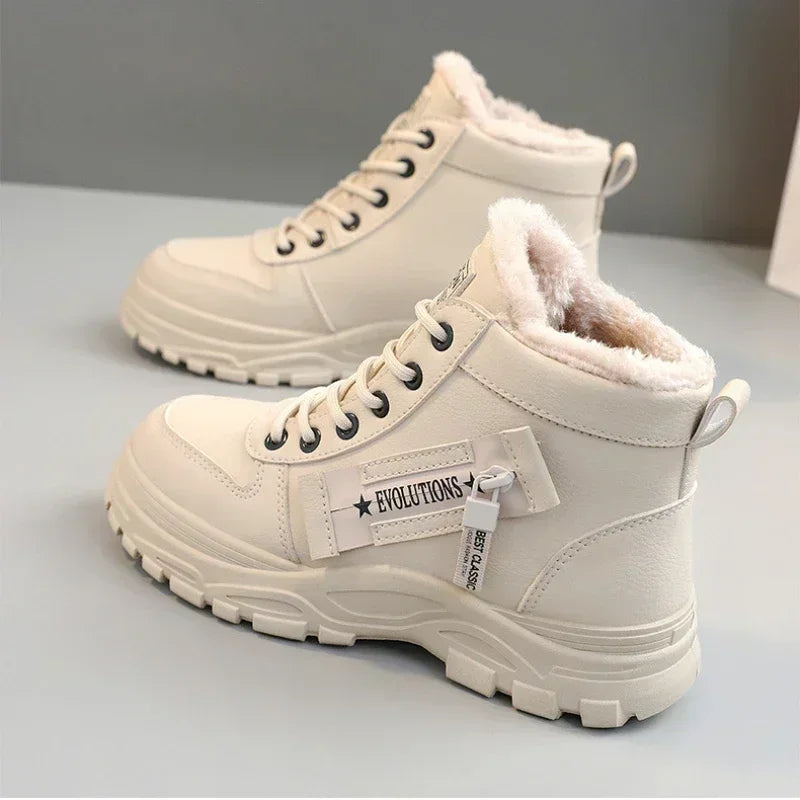 Women's winter ankle boots with high top silhouette non-slip sole