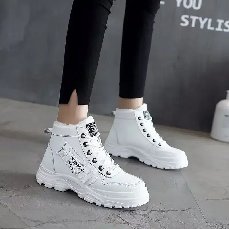 Women's winter ankle boots with high top silhouette non-slip sole