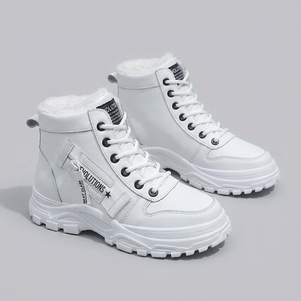 Women's winter ankle boots with high top silhouette non-slip sole