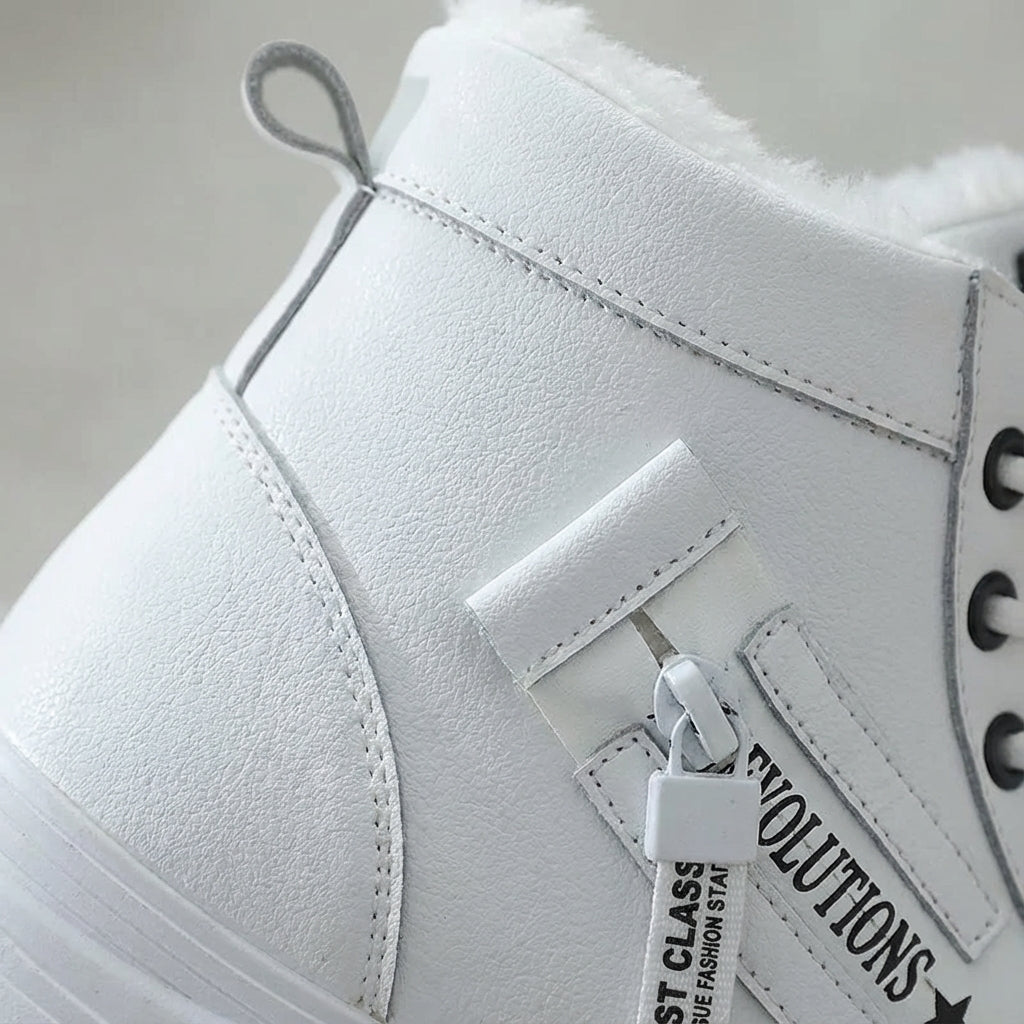 Women's winter ankle boots with high top silhouette non-slip sole