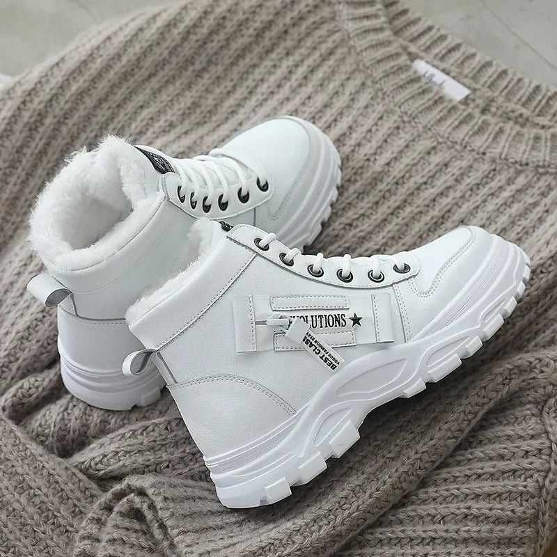 Women's winter ankle boots with high top silhouette non-slip sole