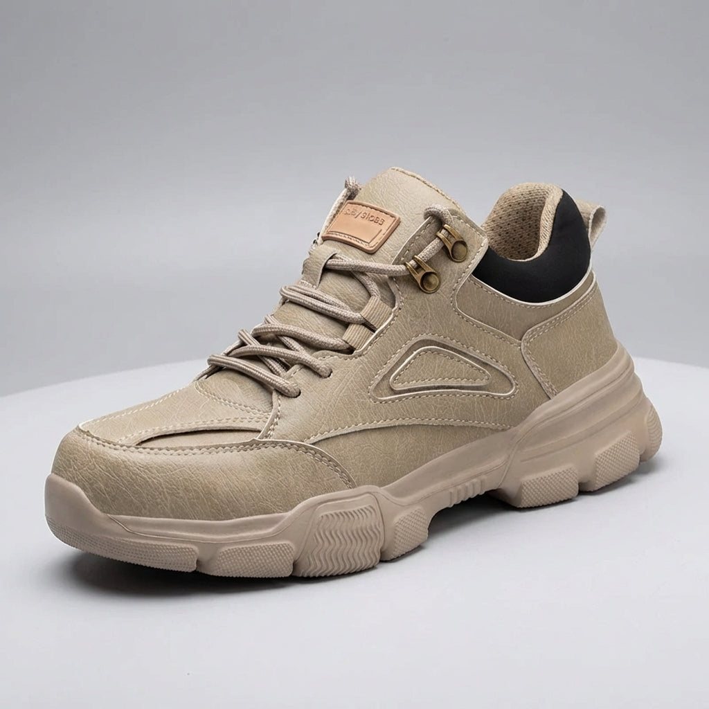 Low profile safety shoes with reinforced toe protection and slip-resistant sole