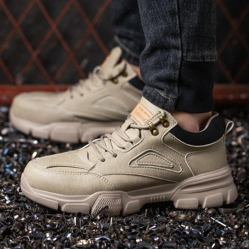 Low profile safety shoes with reinforced toe protection and slip-resistant sole