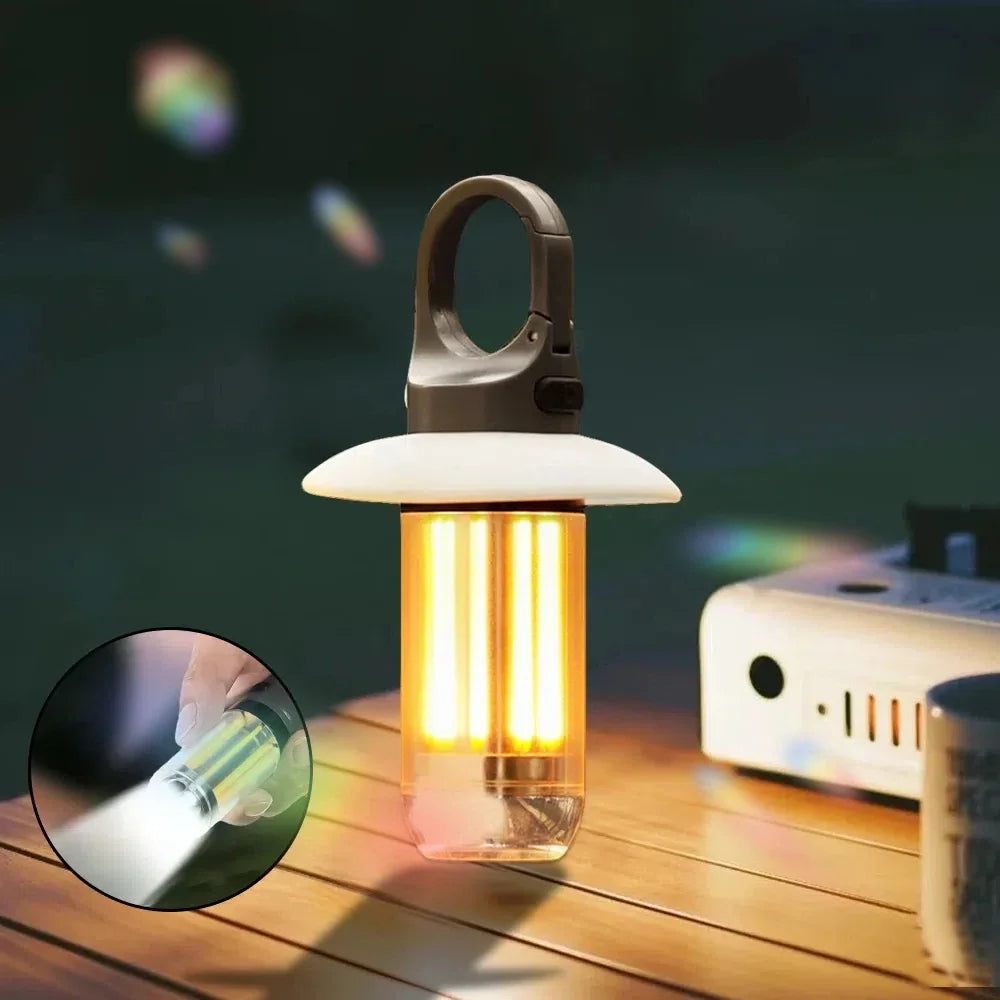 LED camping lanterns with 2-in-1 flashlight design and hanging hook