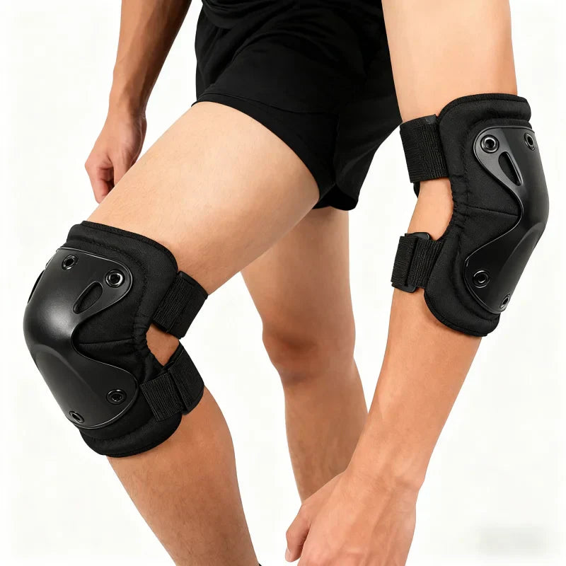 Hard shell knee and elbow protective pads for outdoor sports