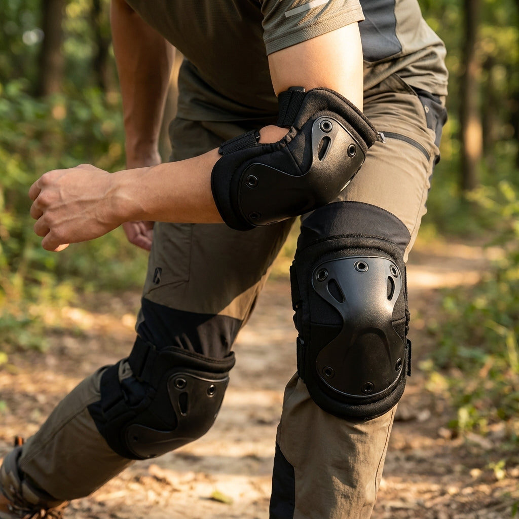 Hard shell knee and elbow protective pads for outdoor sports