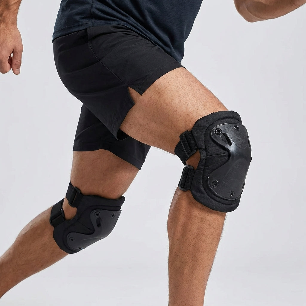 Hard shell knee and elbow protective pads for outdoor sports