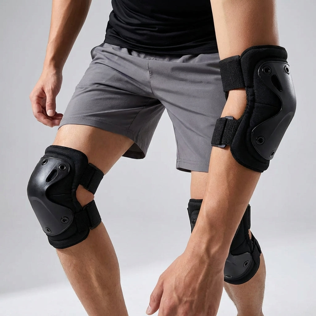Hard shell knee and elbow protective pads for outdoor sports