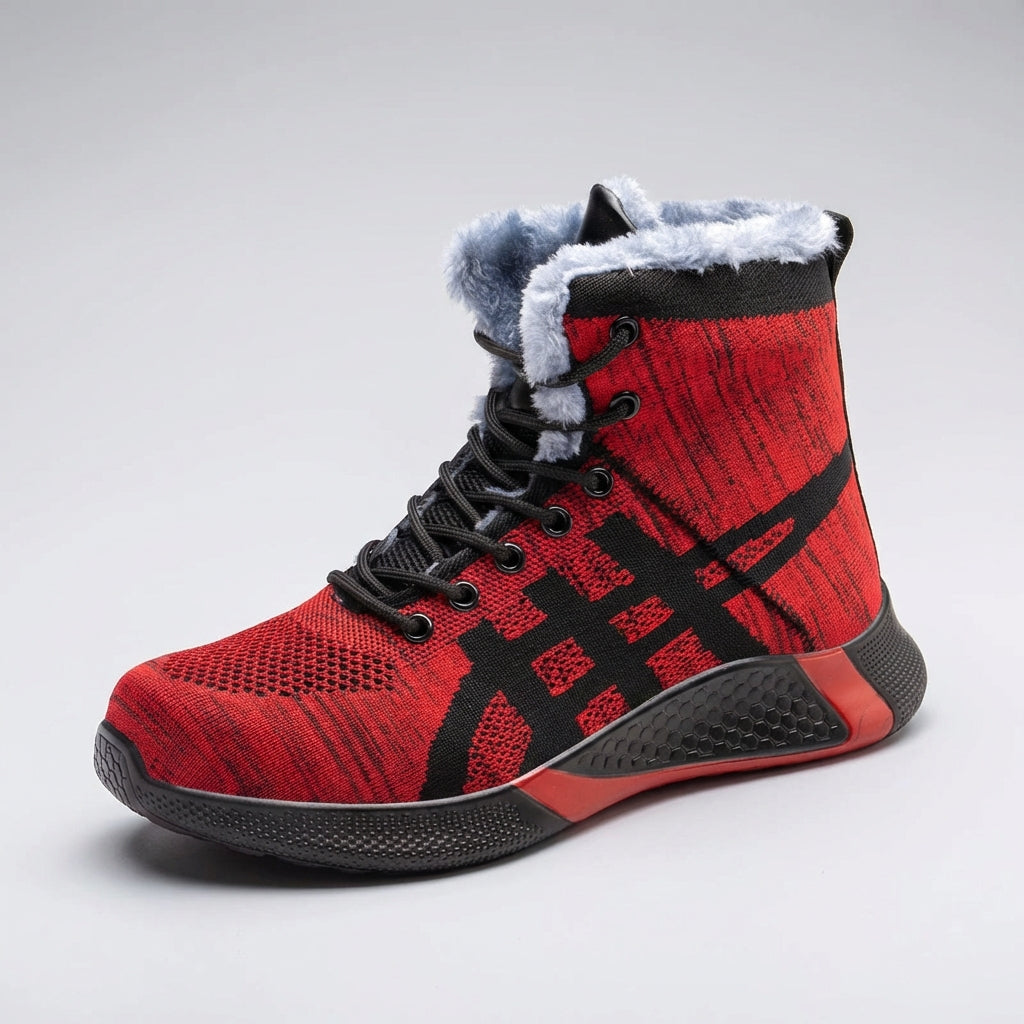 Men's high ankle safety work shoe with breathable upper and warm lining