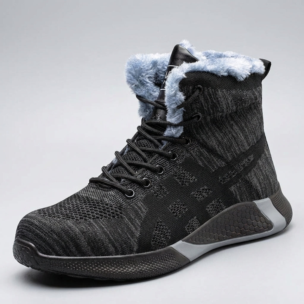 Men's high ankle safety work shoe with breathable upper and warm lining