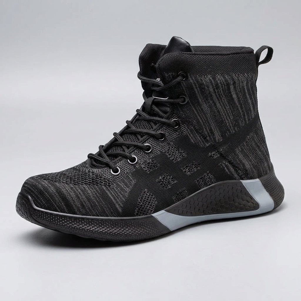 Men's high ankle safety work shoe with breathable upper and warm lining