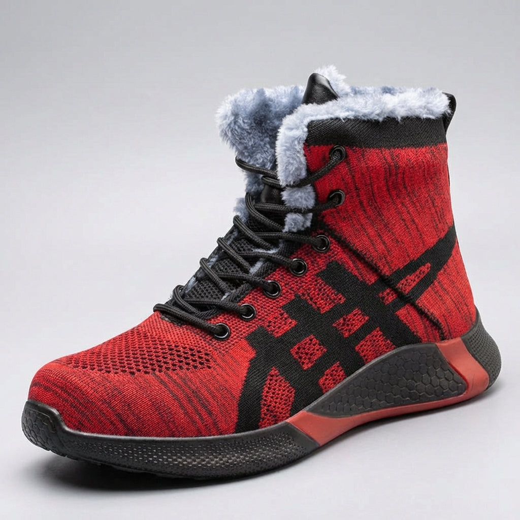 Men's high ankle safety work shoe with breathable upper and warm lining