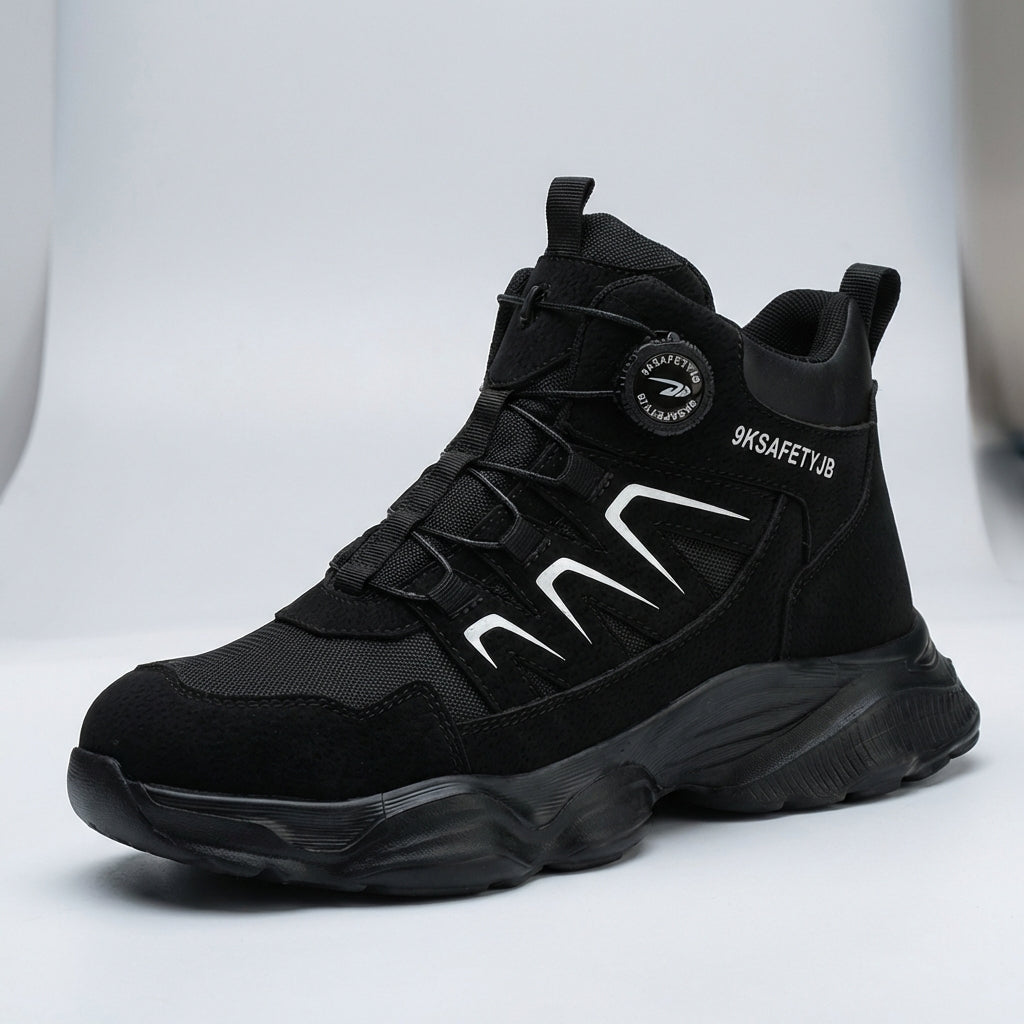 Men's safety work boots with reinforced toe cap and puncture-resistant sole