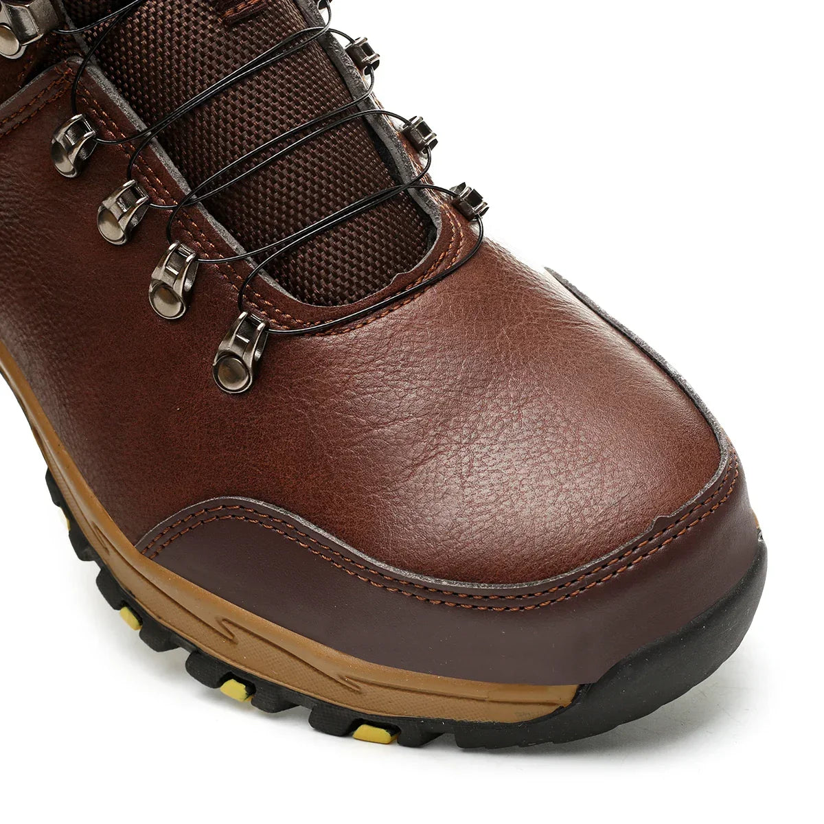 High ankle safety boots with rotating dial closure and slip-resistant sole