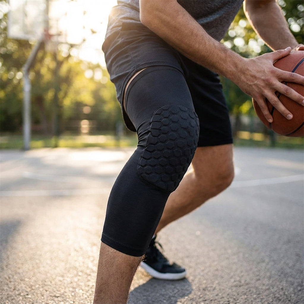 Honeycomb padded knee sleeve with compression support for basketball