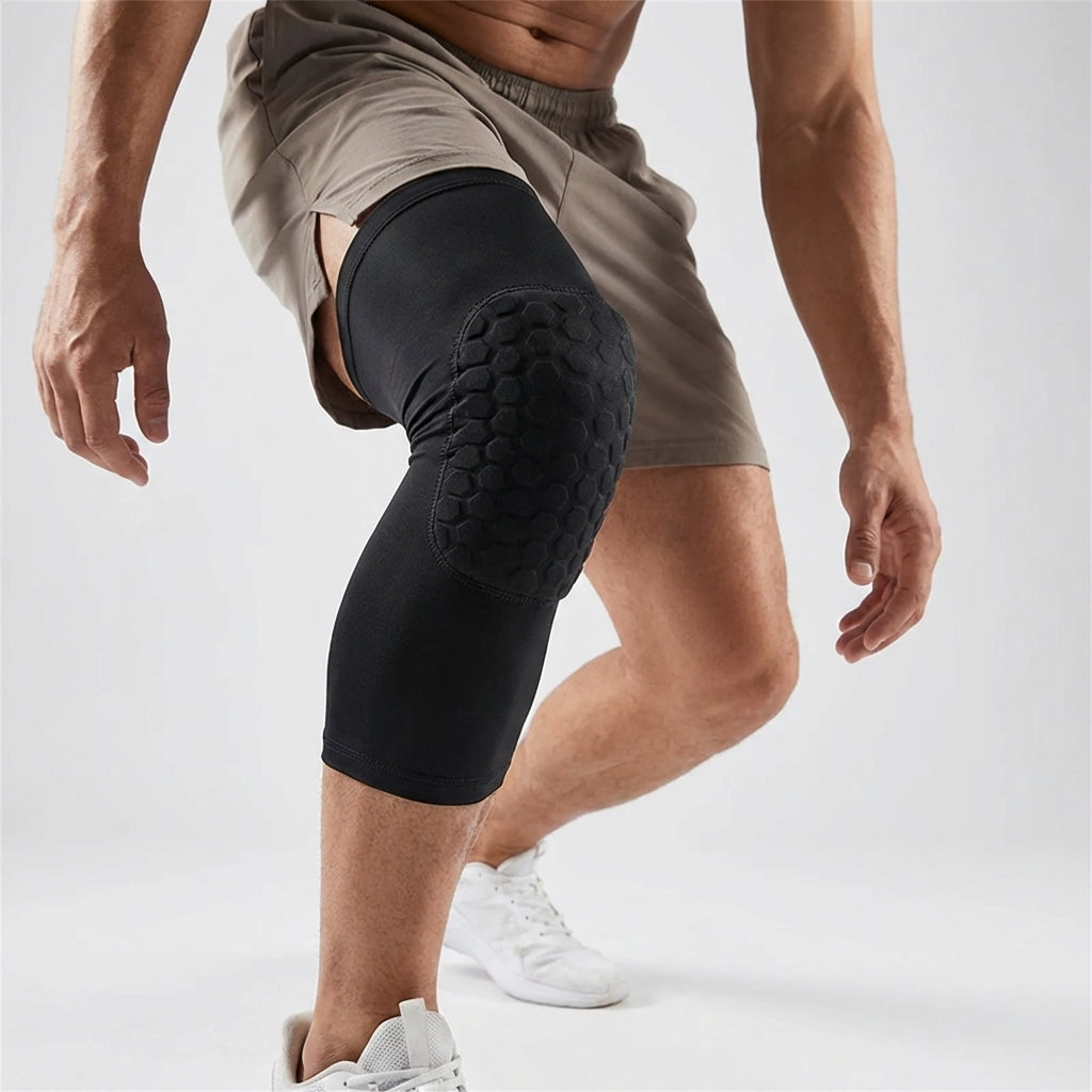 Honeycomb padded knee sleeve with compression support for basketball