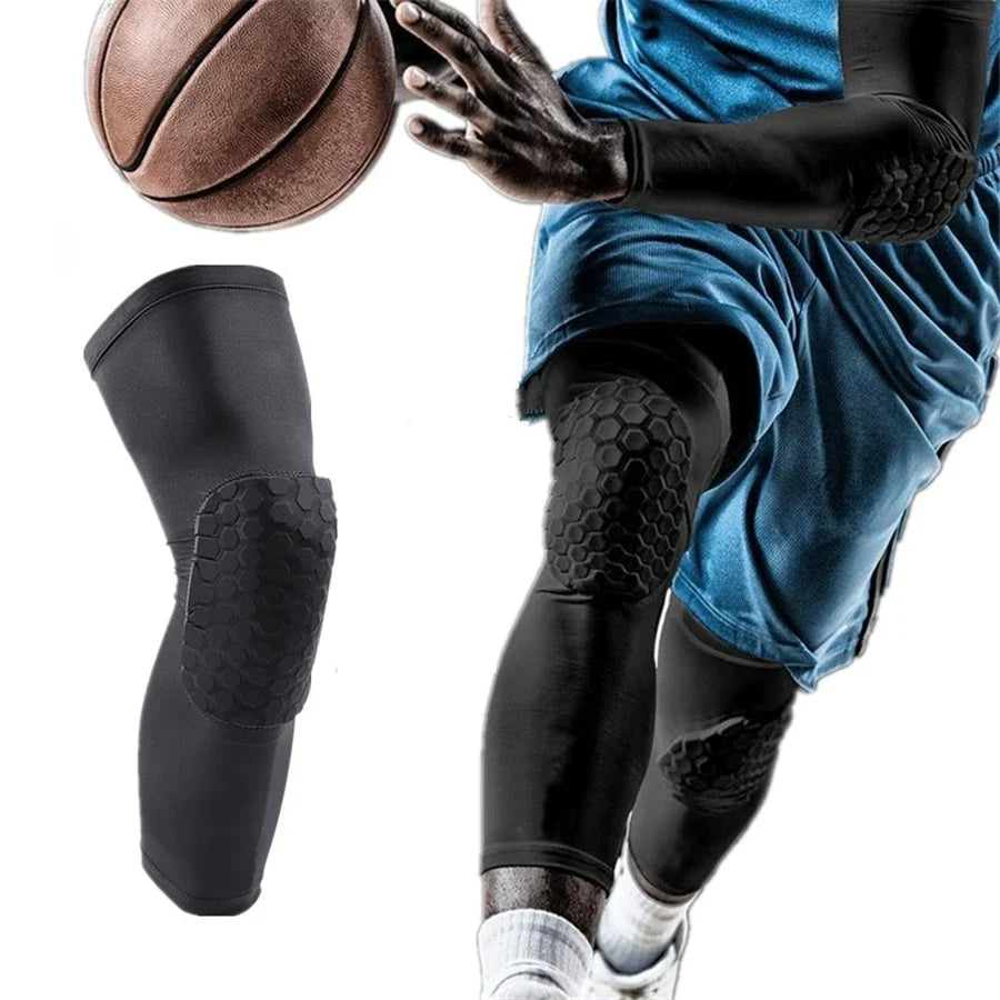 Honeycomb padded knee sleeve with compression support for basketball