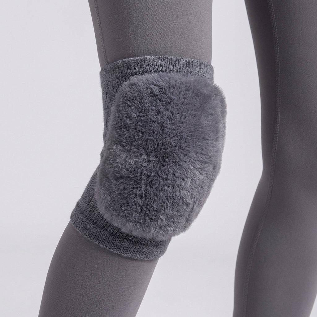 Thermal knee sleeve with plush lining and padded front protection