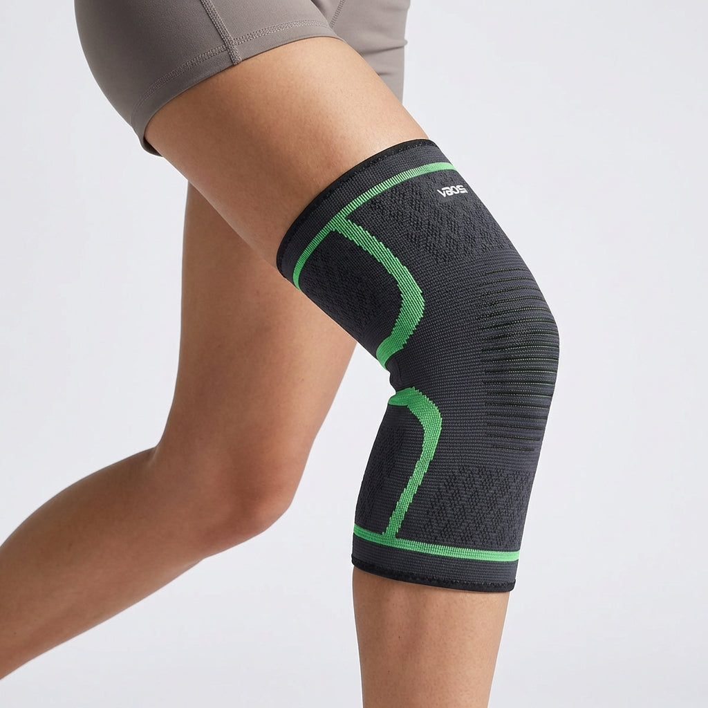 Compression knee brace with breathable design for running and sports