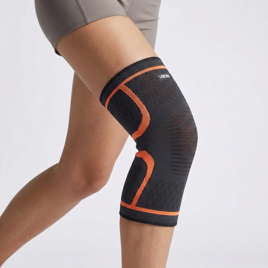 Compression knee brace with breathable design for running and sports