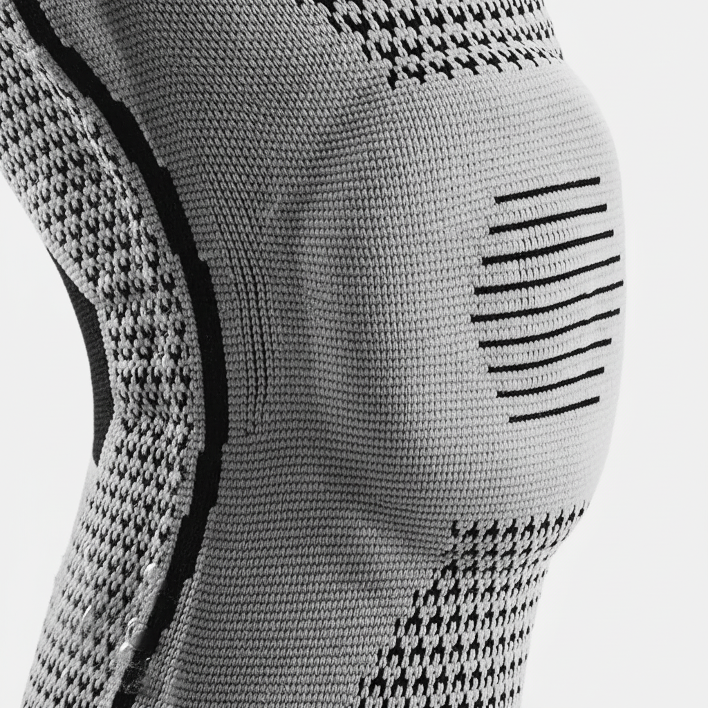 Breathable knee compression sleeve with silicone support pad