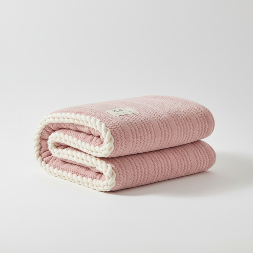 Coral fleece throw blanket with anti-pilling finish, lightweight and machine washable