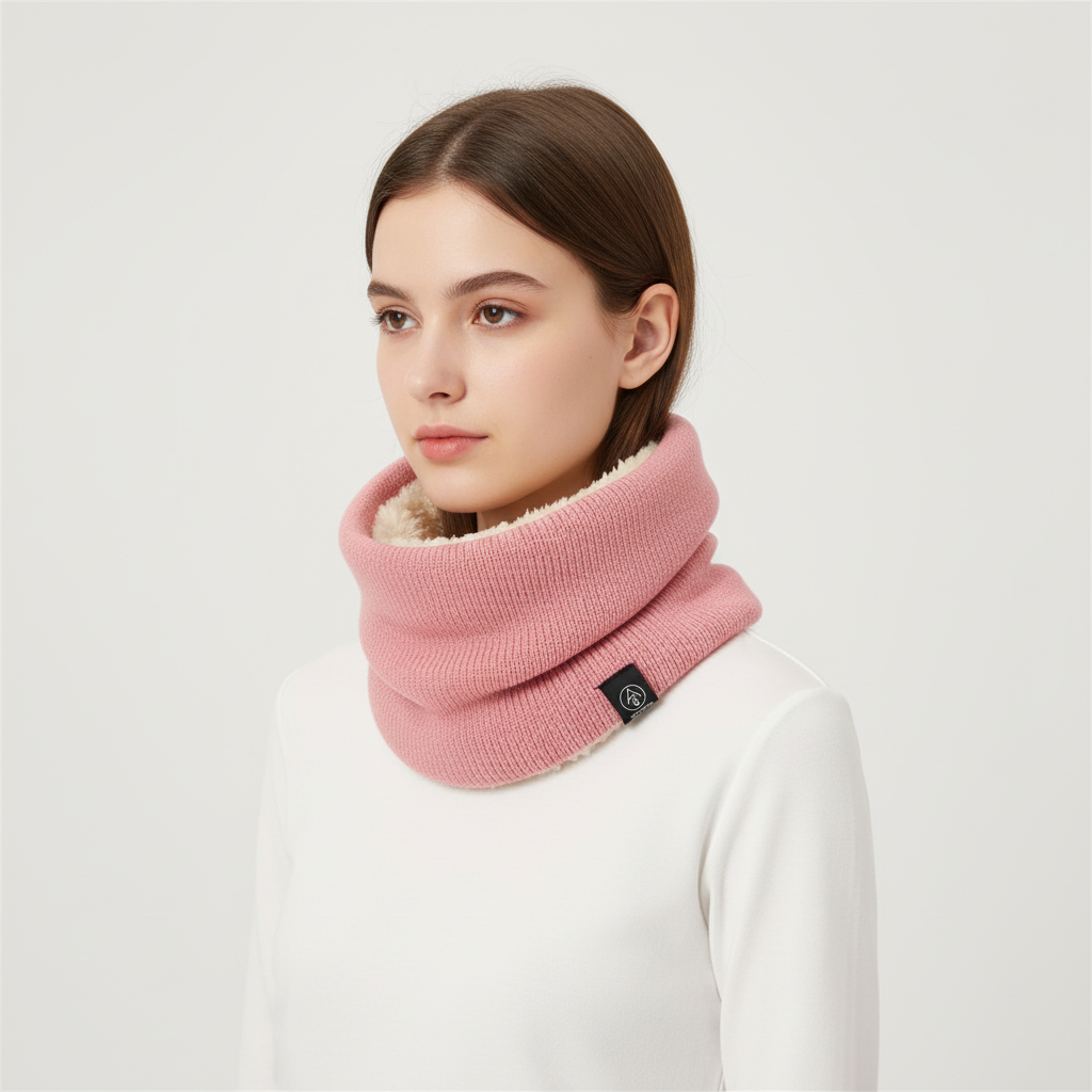 Winter scarves fleece-lined tubular knit neck warmer unisex