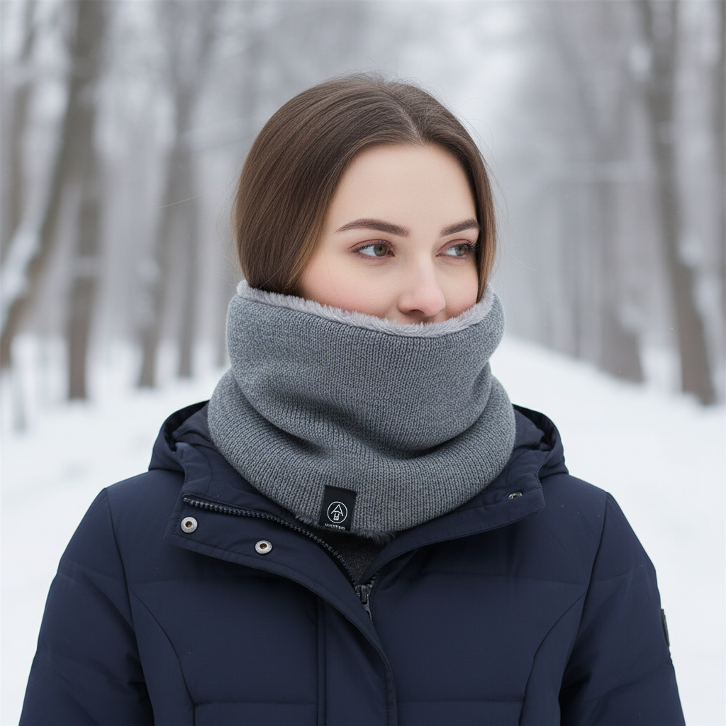 Winter scarves fleece-lined tubular knit neck warmer unisex