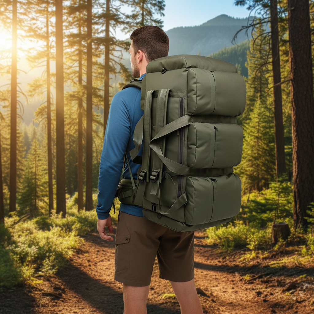 Large capacity nylon travel backpack duffel bag